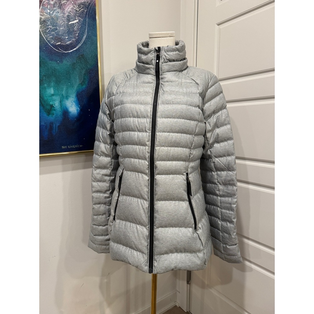 Lululemon Pack It Down Jacket Heathered Gray Puffer Goose Down Women Sz 8 EUC
